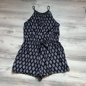 Mossimo Supply Co. Black and White Leaf Print Romper